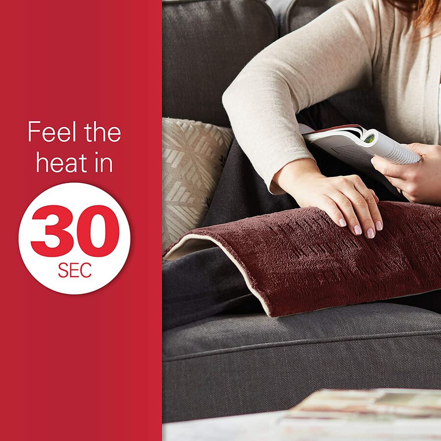 Sunbeam XpressHeat, Premium King Size Heating Pad, Burgundy, Microplush